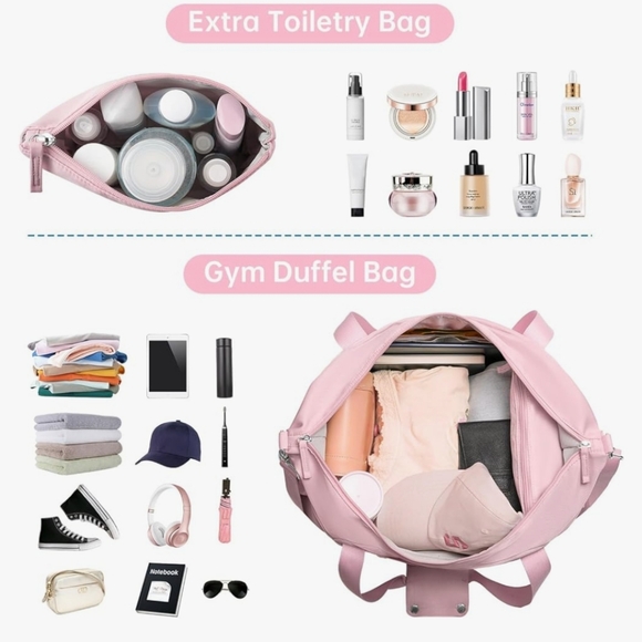 Pink Weekender/Gym/Travel Bag with 7 Compartments - Picture 3 of 7